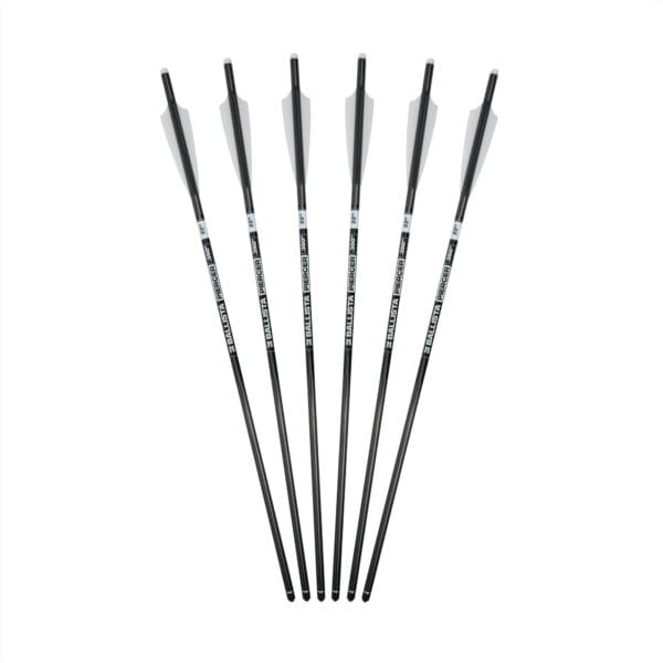 PIERCER 3-Vanes Carbon Crossbow Bolts - Half-Moon Nock - Pack of 6