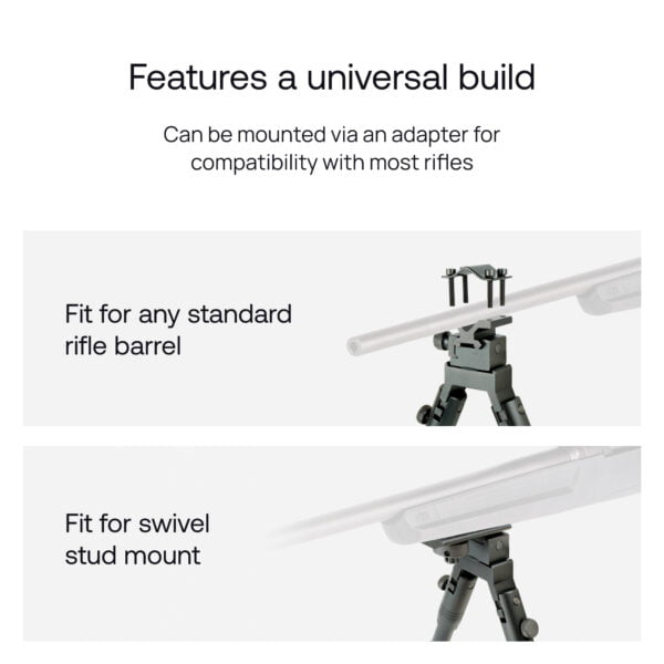 Mighty 3 in 1 Tactical Rifle Bipod with Rail Mount Adapter and Barrel Clamp - Image 2