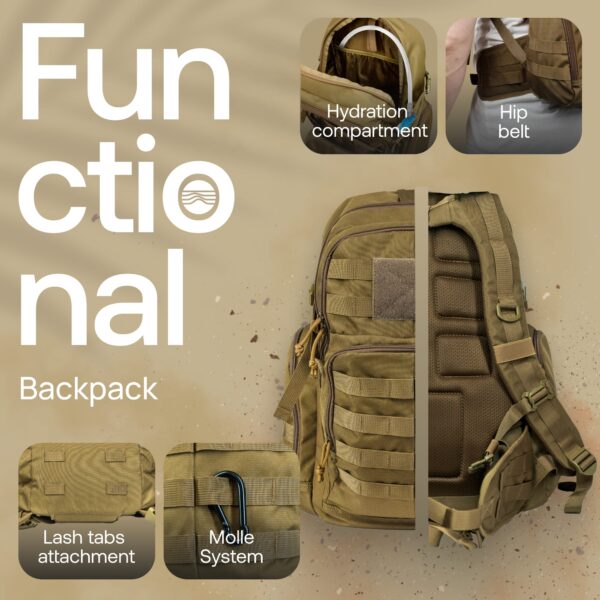 RIVER ROAD Huntex 40L Tactical Backpack for Hunting, Hiking Travel - 6 Colors - Image 3