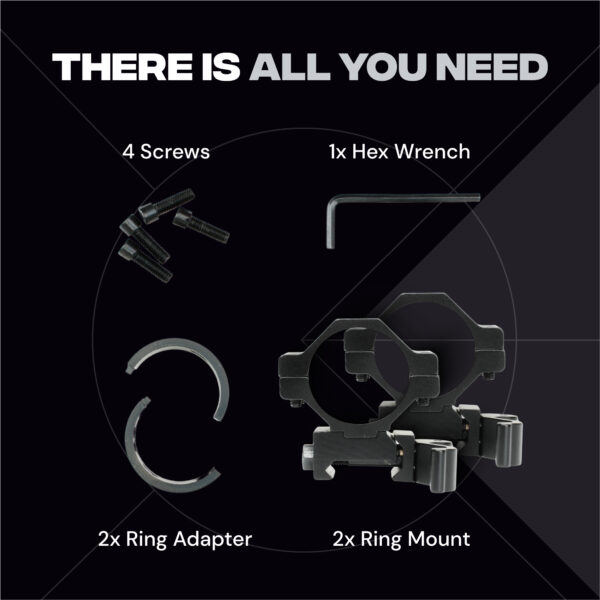 Mighty Tactical Quick Release Scope Ring Mount 25.4mm/30mm for 20mm Rail - 2 pc - Image 9